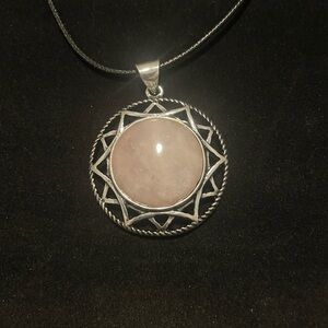 Silver and Rose Quartz Pendant Necklace